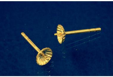 Perlschalenstecker 5mm,ca.L10mm mit 2 Kerben 925/ Silber vergoldet
