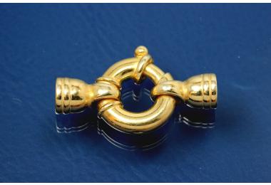 Spring ring big heavy solid 925/- gold plated 18mm