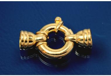 Spring ring big heavy solid 925/- gold plated 21mm