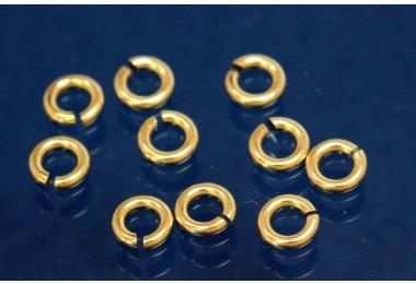 Jump rings round open 4,0mm x 0,8mm 585/- gold