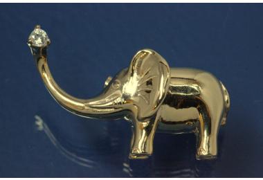 Schliee Elefant poliert aufklappbar 925/- Silber vergoldet