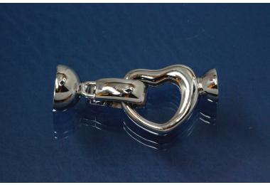 Folding clasp model heart 925/- Silver rhodium plated