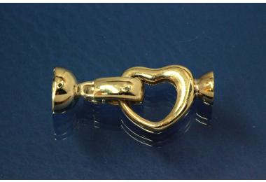 Folding clasp model heart 925/- Silver gold plated