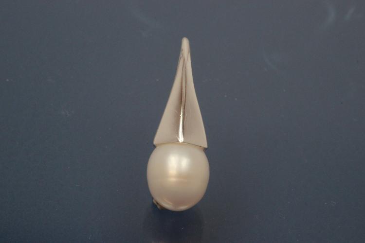 Anhnger pyramidenform Blumenkelch poliert mit SW-Perle 925/- Silber