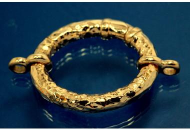 Chain shortener with 2 rollo 925/- Silver hammered gold plated Oval  29x25 thickness 4,0mm