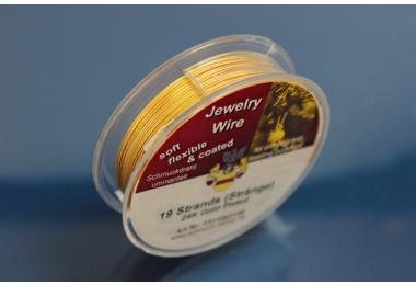 9,15m Stainless Steel Wire coated 0,53mm 19 Strands 24K gold plated