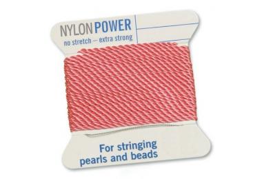 2m NylonPower Bead Cord on card with needle, dark pink, No.8 =   0,80mm