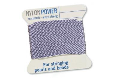 2m NylonPower Bead Cord on card with needle, lilac, No.1 =   0,35mm