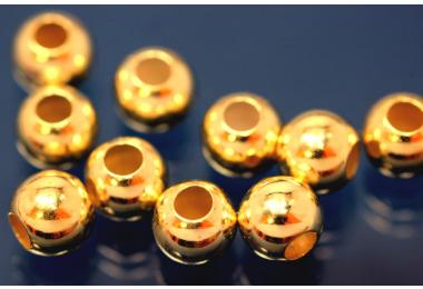 Kugeln schwer poliert 925/- Silber vergoldet 5mm Bohrung 2,2mm