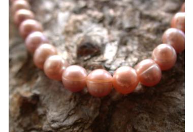 Strand Freshwater Pearls, Peach, Potato ca. 7-8mm, Length ca. 39-40cm