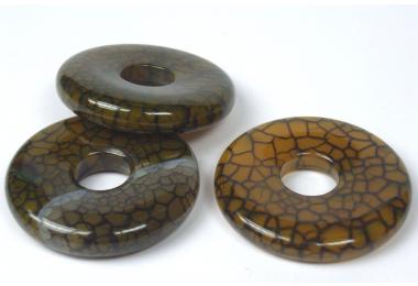 Donut, Gelber Achat mit Matrix, 35mm, Mittelloch ca. 9,5-10mm
