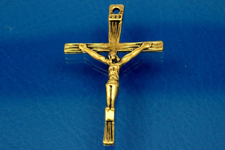 Anhnger Kreuz mit Christus, unecht goldfarben