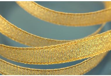 Organza Ribbon by meter, width ca. 10mm, gold color, double sided