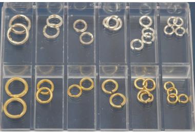 Jump and Split Ring-Set No.1, ca. 32 parts, 925/- Silver and 925/- Silver gold plated