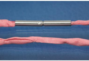Necklace, with Habotai silk dark pink 3mm, with stainless steel bayonet clasp, length 54cm