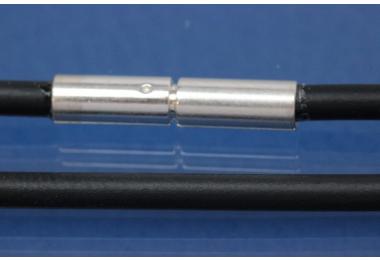 Kautschukreif 4mm, mit Bajonettverschluss 925/- Silber, Lnge 45cm
