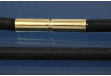 Kautschukreif 4mm, mit Bajonettverschluss 925/- Silber vergoldet, Lnge 45cm