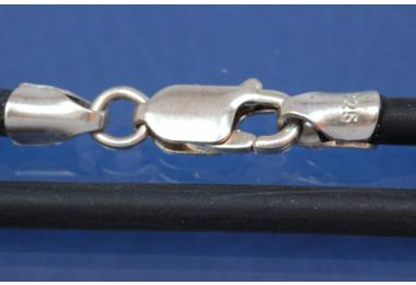 Kautschukreif 5mm, mit Karabiner 925/- Silber, Lnge 45cm