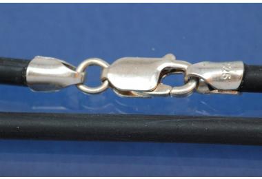 Kautschukreif 4mm, mit Karabiner 925/- Silber, Lnge 50cm