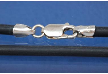 Kautschukreif 3mm, mit Karabiner 925/- Silber, Lnge 42cm