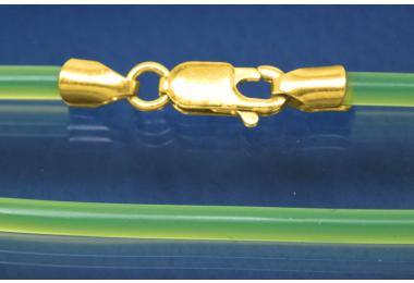 PVC-Kautschukreif 3mm, mit Karabiner 925/- Silber vergoldet, Lnge 45cm
