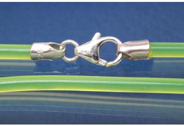 PVC-Kautschukreif 3mm, mit Karabiner 925/- Silber, Lnge 55cm