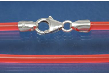 PVC-Kautschukreif 3mm, mit Karabiner 925/- Silber, Lnge 60cm