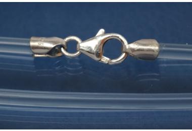 PVC-Kautschukreif 3mm, mit Karabiner 925/- Silber, Lnge 45cm