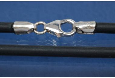 Kautschukreif 3mm, mit Karabiner 925/- Silber, Lnge 42cm