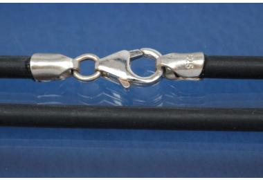 Kautschukreif 2mm, mit Karabiner 925/- Silber, Lnge 60cm