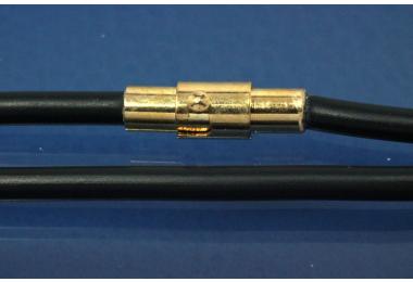 Kautschukreif 3mm, mit Magnet-Bajonettverschluss goldfarben, Lnge 45cm