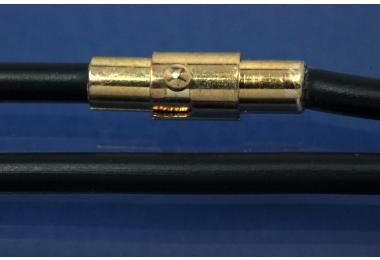 Kautschukreif 6mm, mit Magnet-Bajonettverschluss goldfarben, Lnge 42cm