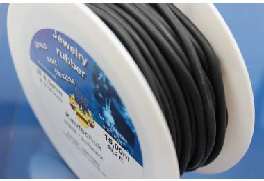 15m rubber cord on spool, black, 4mm