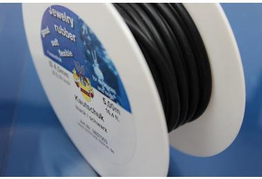 5m rubber cord on spool, black, 4mm