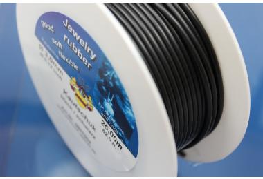 25m rubber cord on spool, black, 3mm