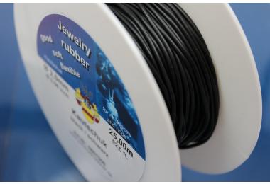 25m rubber cord on spool, black, 2mm