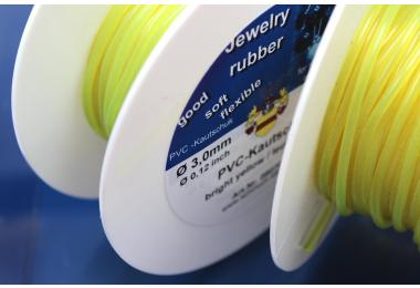 10m rubber cord on spool, yellow, 3mm