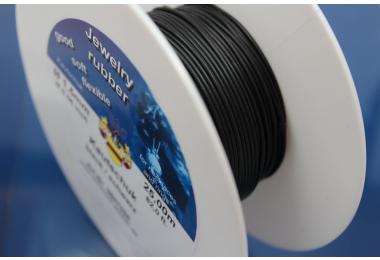 25m rubber cord on spool, black, 1,5mm