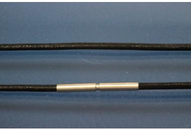 Collier, Leder schwarz ca. 2mm, mit Bajonettverschluss Edelstahl, Lnge ca. 42cm