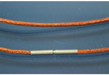 Necklace, leather cord light-brown ca. 2mm, with bayonet clasp stainless steel, length ca. 42cm