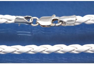 Lederkordel-Collier 3mm, mit Karabiner 925/- Silber, Lnge 45cm