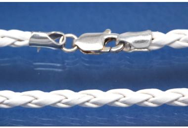 Leather cord necklace 3mm, with trigger clasp 925/- Silver, length 50cm