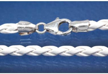 Lederkordel-Collier 3mm, mit Karabiner 925/- Silber, Lnge 45cm