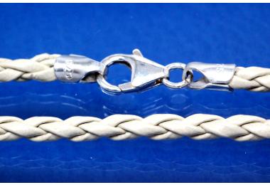 Leather cord necklace 3mm, with trigger clasp 925/- Silver, length 45cm