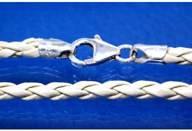 Lederkordel-Collier 3mm, mit Karabiner 925/- Silber, Lnge 45cm