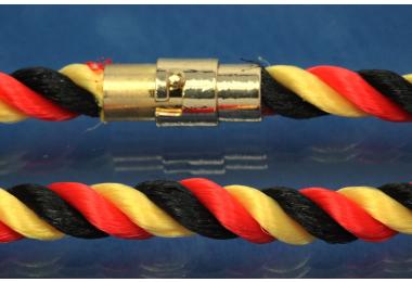 Bracelet, Silk Cord Germany (black/red/gold) 6mm, with magnetic bayonet clasp gold color, length 16cm