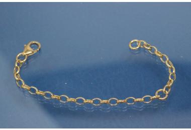 Extension chain with additional ring, length approx. 10cm, 925/- Silver gold plated