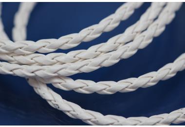 PU-leather-cord woven color white 3mm
