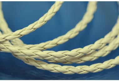 Spaltleder-Kordel geflochten Farbe beige 3mm