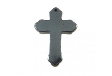 Hmatit Anhnger Kreuz, ca. 32x22mm, Bohrung ca. 1,2mm